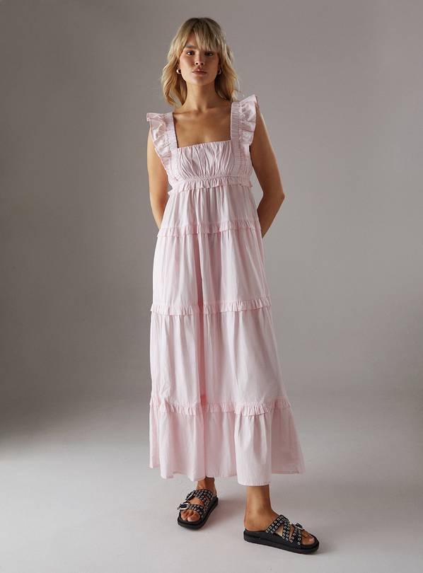 WAREHOUSE Poplin Frill Tier Midi Sundress 10